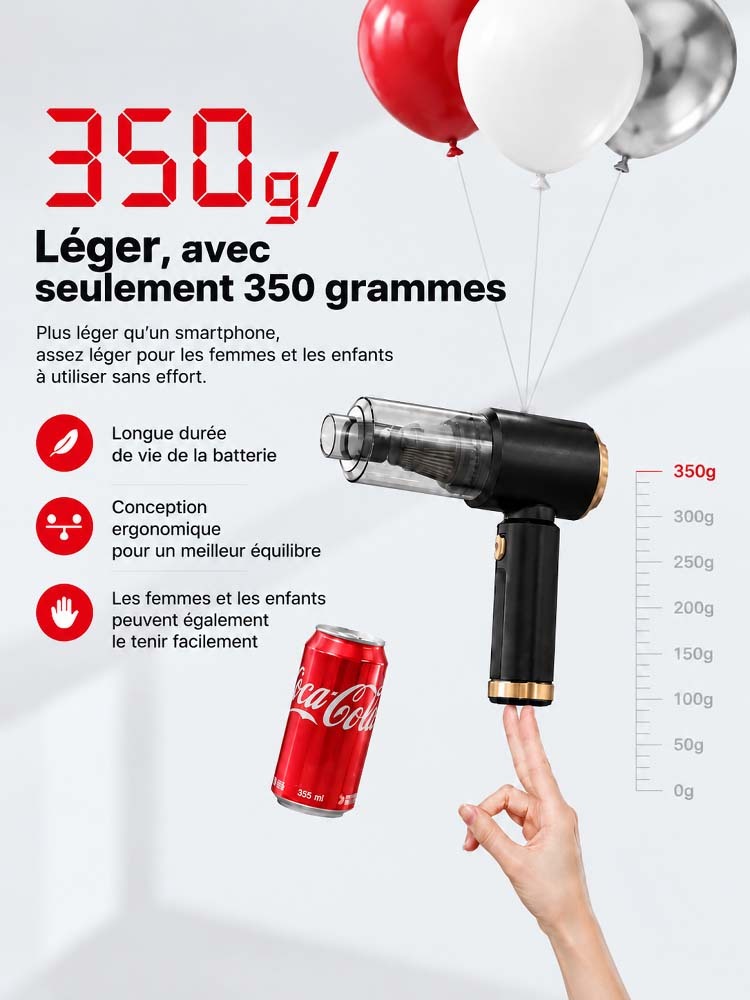 Puissant aspirateur de voiture 2-en-1 avec pompe à air