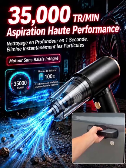 Puissant aspirateur de voiture 2-en-1 avec pompe à air