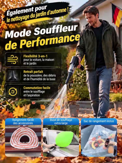 Puissant aspirateur de voiture 2-en-1 avec pompe à air