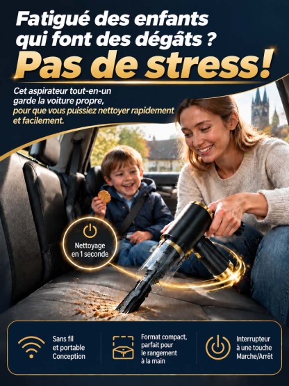 Puissant aspirateur de voiture 2-en-1 avec pompe à air