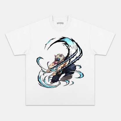HASHIBIRA INOSUKE UNISEX ANIME INSPIRED VINTAGE T-SHIRT丨DEMON SLAYER-[BACK]