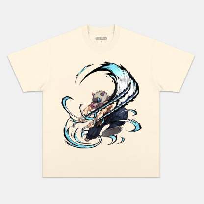 HASHIBIRA INOSUKE UNISEX ANIME INSPIRED VINTAGE T-SHIRT丨DEMON SLAYER-[BACK]