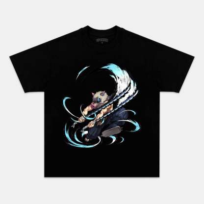 HASHIBIRA INOSUKE UNISEX ANIME INSPIRED VINTAGE T-SHIRT丨DEMON SLAYER-[BACK]