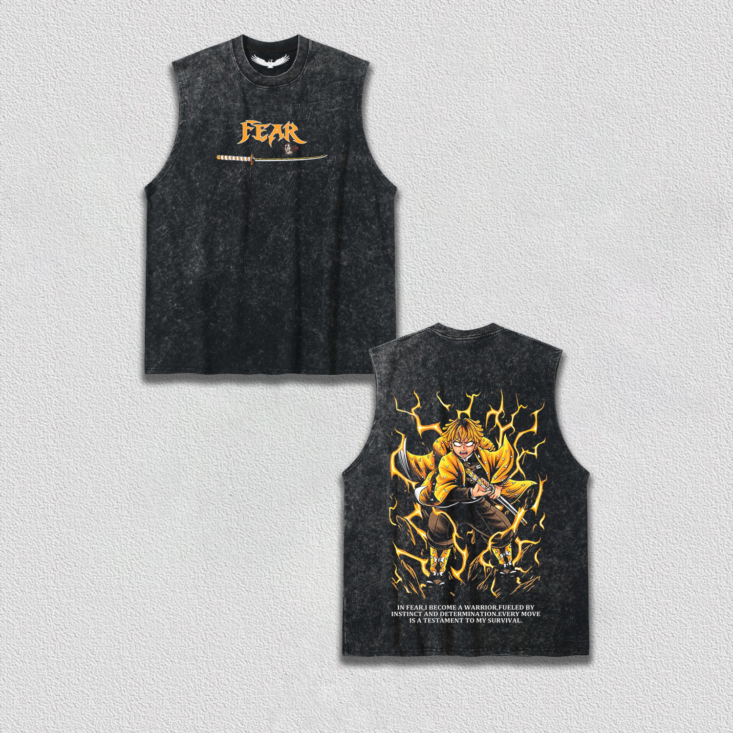 ZENITSU DEMON SLAYER UNISEX WASHED T-SHIRT-[DS]