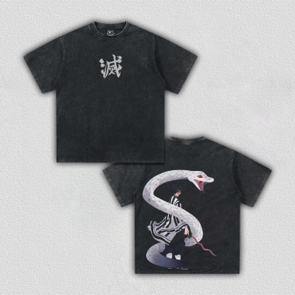 UNISEX ANIME INSPIRED VINTAGE OVERSIZED TEE丨DEMON SLAYER-[DS]