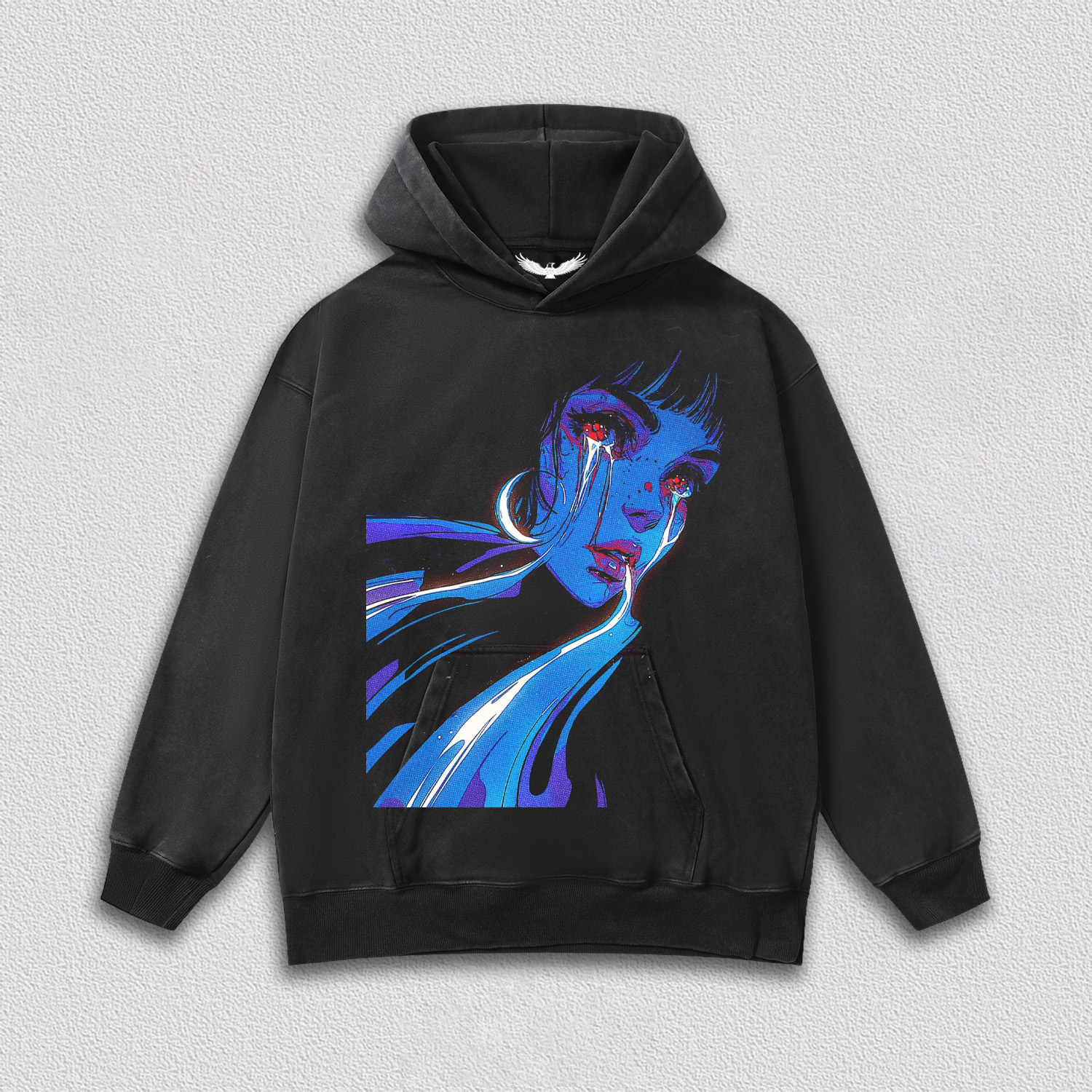 Neon Tearful Lady HOODIES