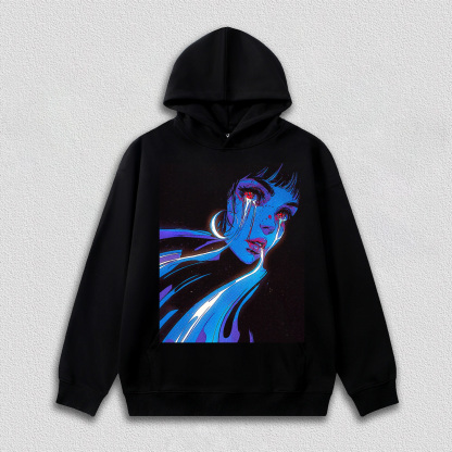 Neon Tearful Lady HOODIES