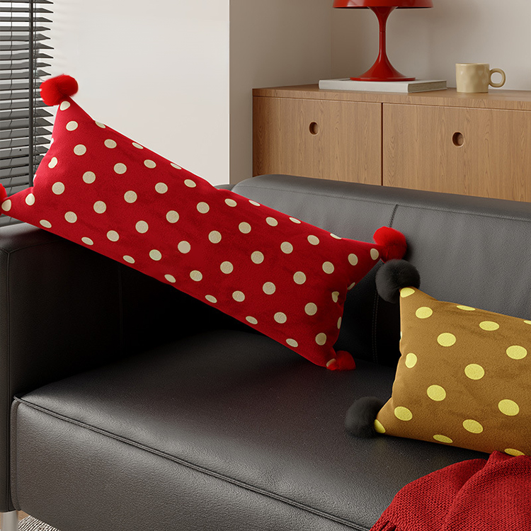 Retro polka dot long pillow