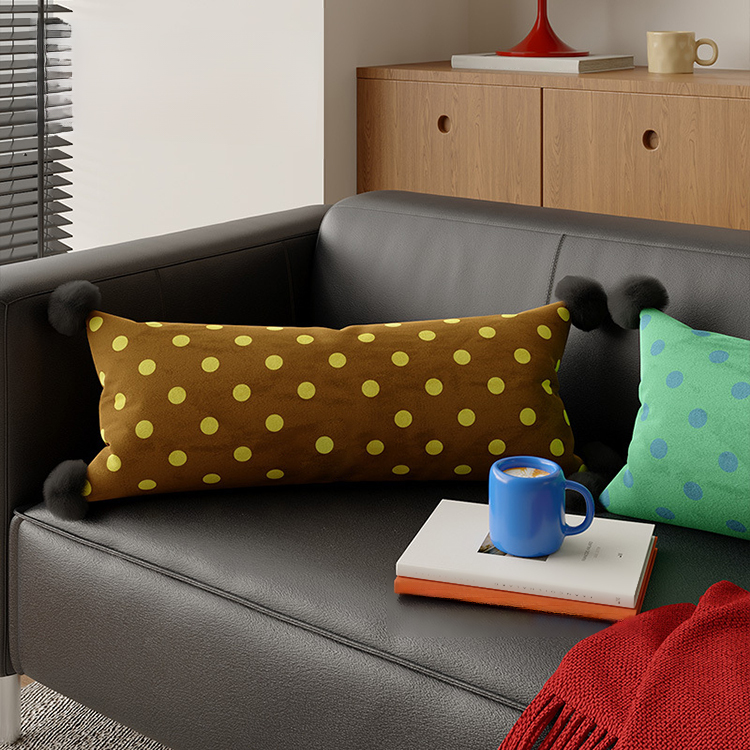 Retro polka dot long pillow