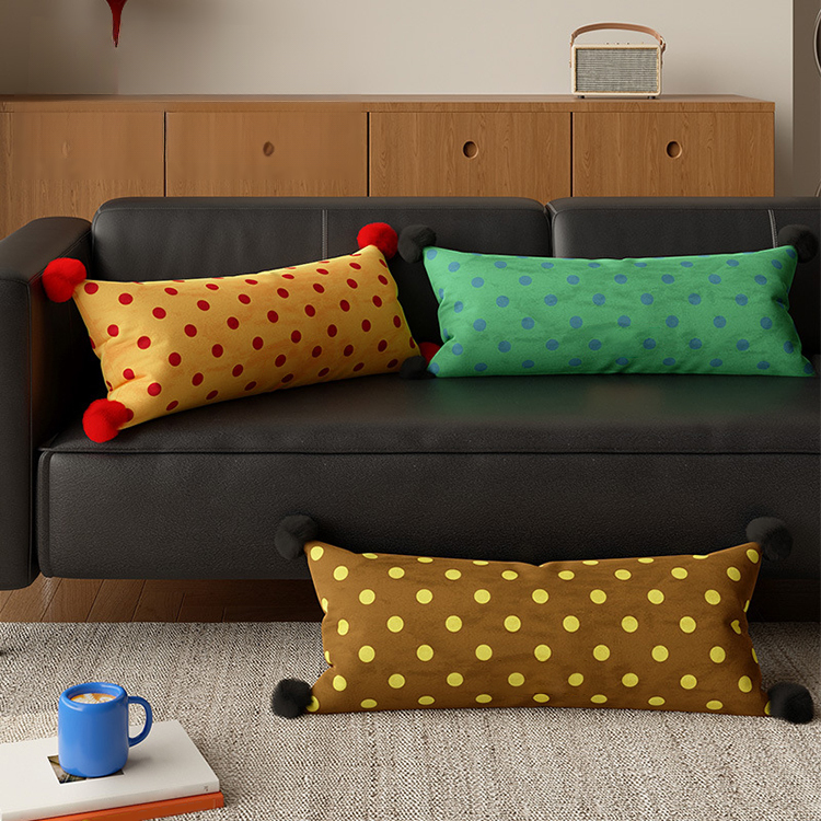 Retro polka dot long pillow