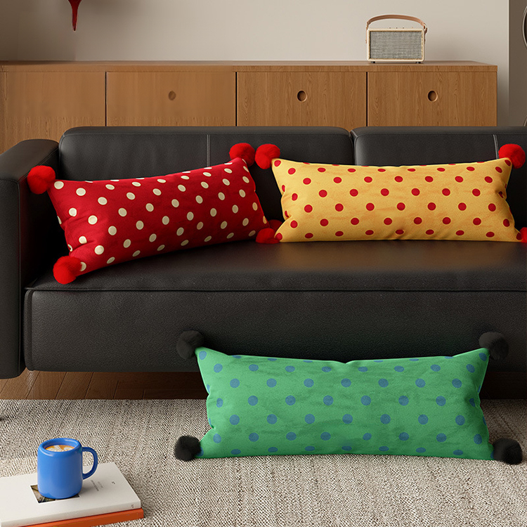 Retro polka dot long pillow