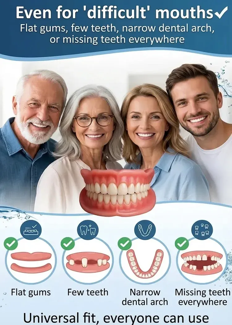 [Free Portable Storage Box Included] Full Coverage Dentures
