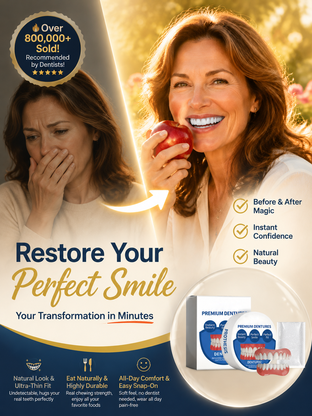 Comfortable and Aesthetic Temporary Denture Set