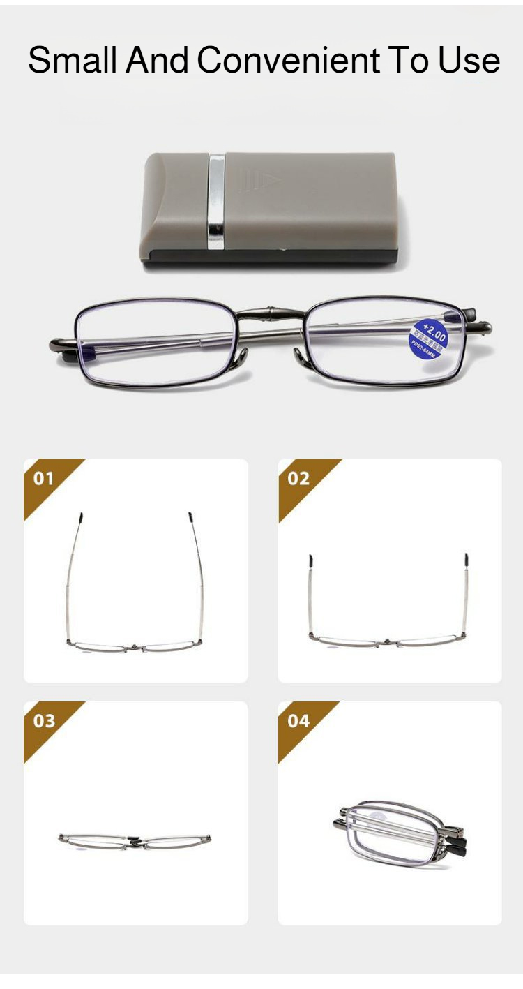 Portable reading glasses with protective case