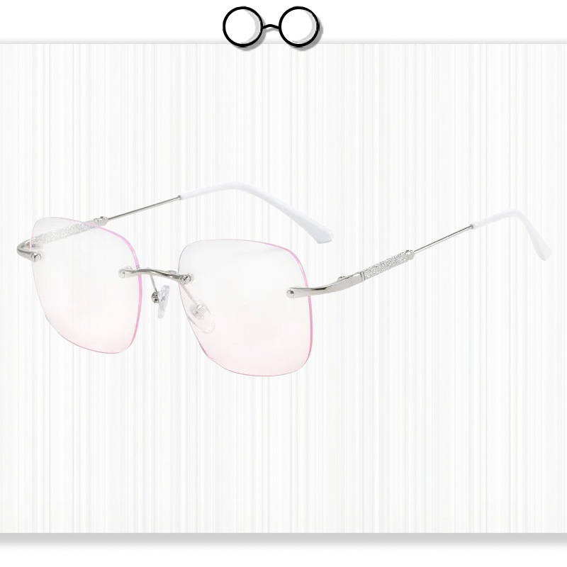 Stylish Rimless Reading Glasses with Blush Accent 