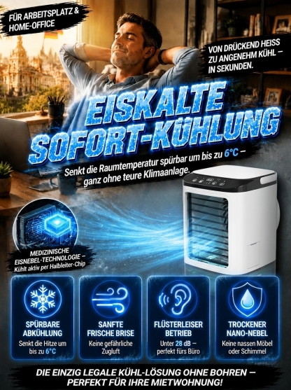 Schnelle Abkühlung in 30 Sekunden❄️2-in-1 Klima-Managementsystem | EU-Energieeffizienzklasse A | Ohne Installation bis zu 200m² .