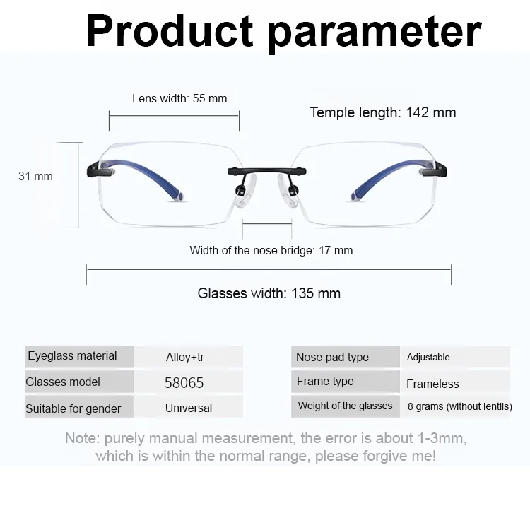 Diamond Cut Rimless Photochromic Blue Light Blocking Glasses