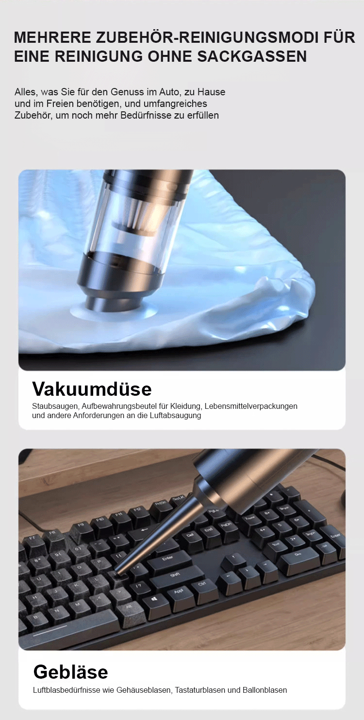 Handlicher Auto-Staubsauger mit praktischem Ladeanschluss