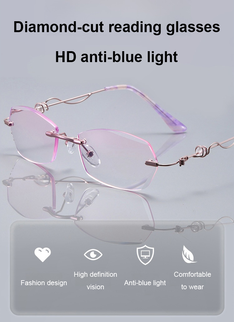 Lightweight rimless blue light glasses for female users