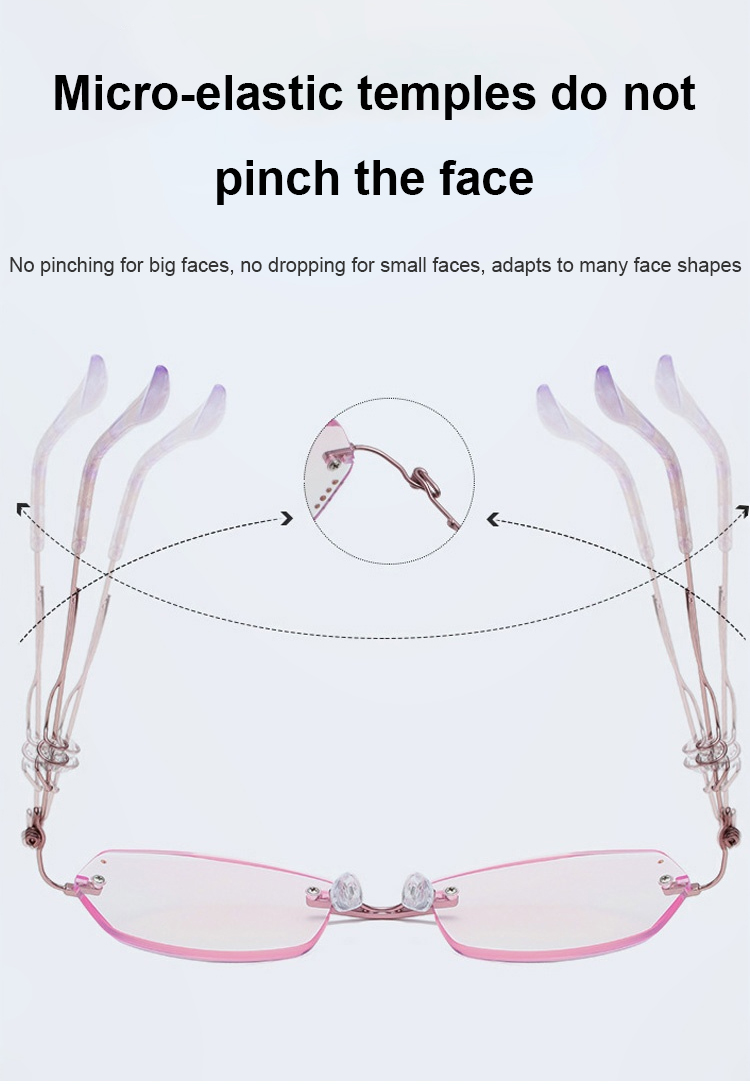 Stylish rimless glasses with blue light protection for ladies