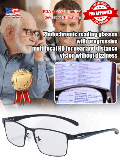 Multi-focus Ultra-light Brushed Semi-rimless Triple Protection Reading Glasses