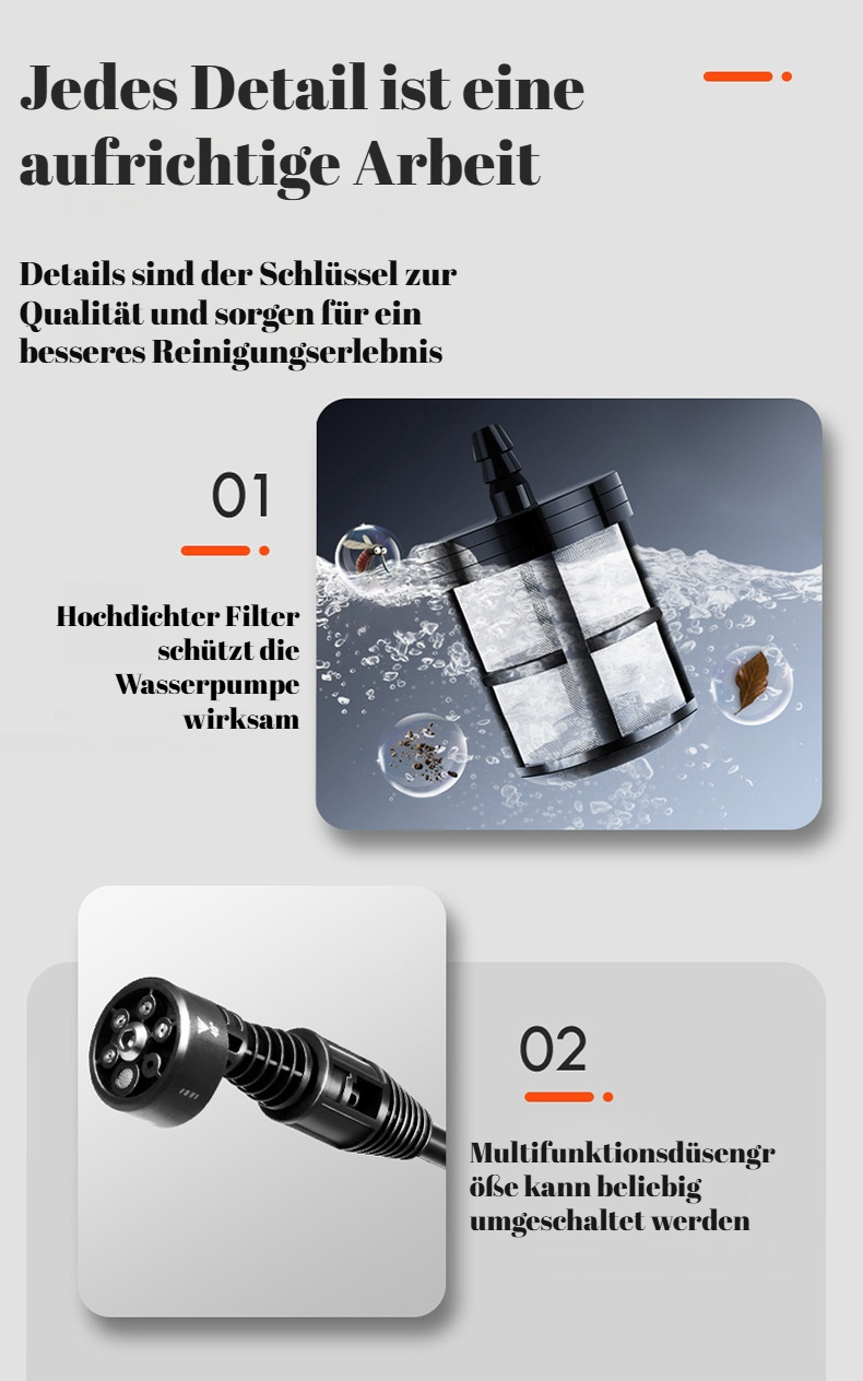 Einfache Handhabung der tragbaren Waschpistole