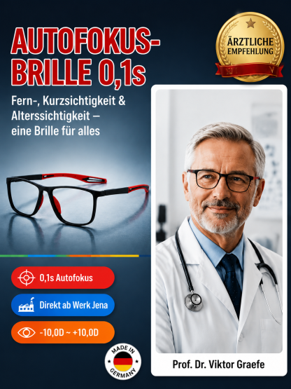 Smart-Autofokus-Lesebrille | Stufenlose Anpassung -10 bis +10 Dioptrien | Optik-Qualität aus Jena 👓