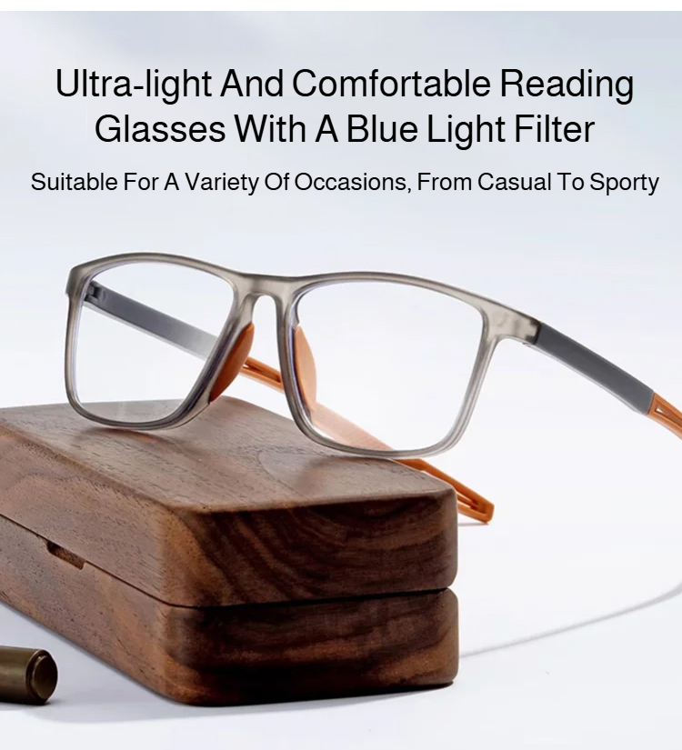 Ultra-light comfortable protective reading glasses front view