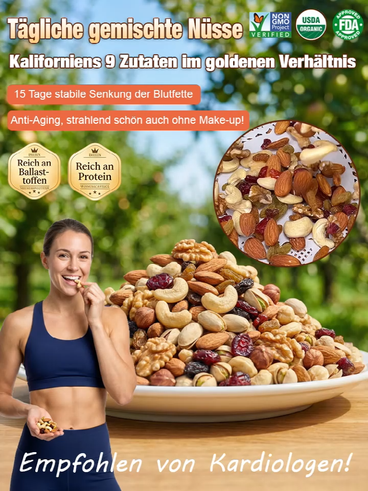 Kalifornische Premium Gesundheits-Nüsse ✨Ohne Zuckerzusatz oder Chemie✨Von Kardiologen empfohlen