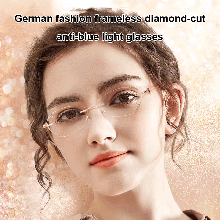 Fashion Rimless Diamond-Cut Blue Light Blocking Glasses for Women