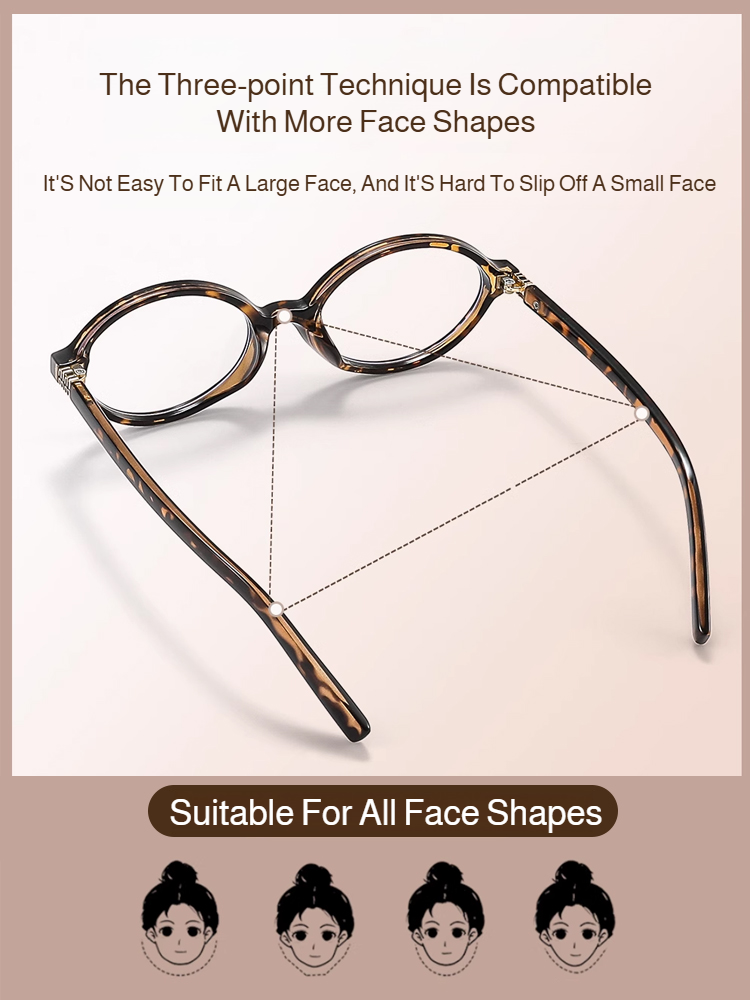 Vintage Leopard Print Oval Reading Glasses, Japanese Style No-Makeup Look