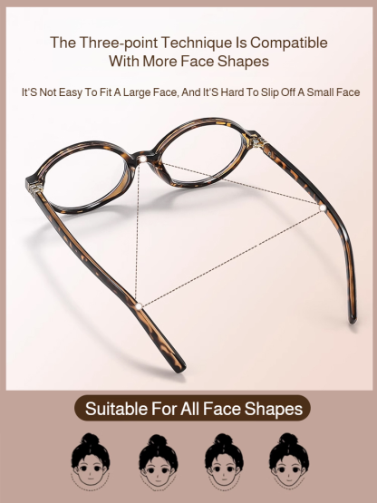 Vintage Leopard Print Oval Reading Glasses, Japanese Style No-Makeup Look