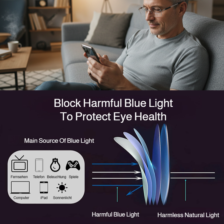 Ultra-Light Comfortable Photochromic Anti-Blue Light Reading Glasses
