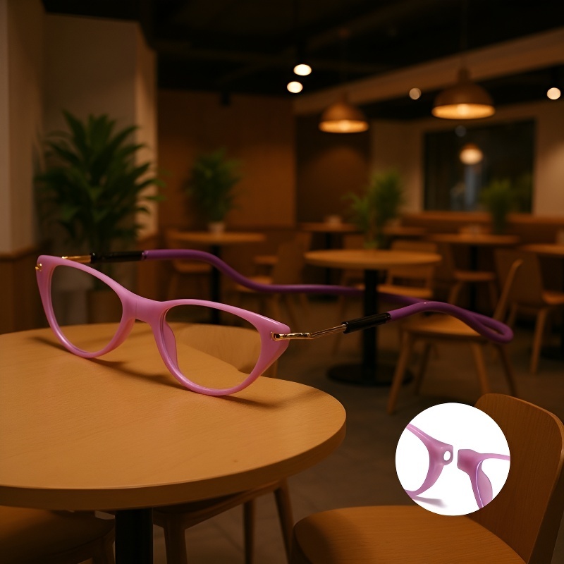 Rotatable reading glasses folded