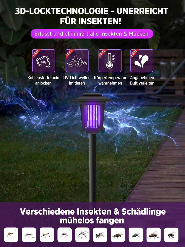 🛡️Solar-Protector 3D | 1000 m² Schutzlinie gegen Tigermücken | 100% Öko-Solarenergie ohne Stromkosten.