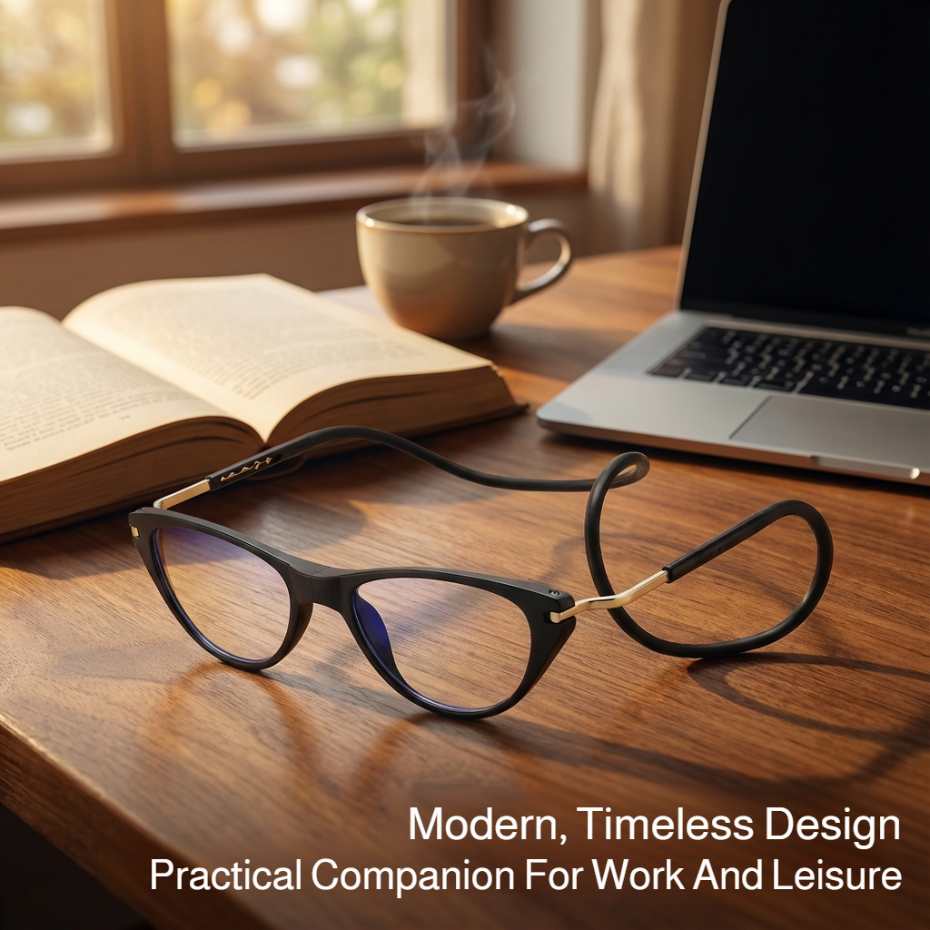 Portable neck hanging foldable anti-blue light reading glasses