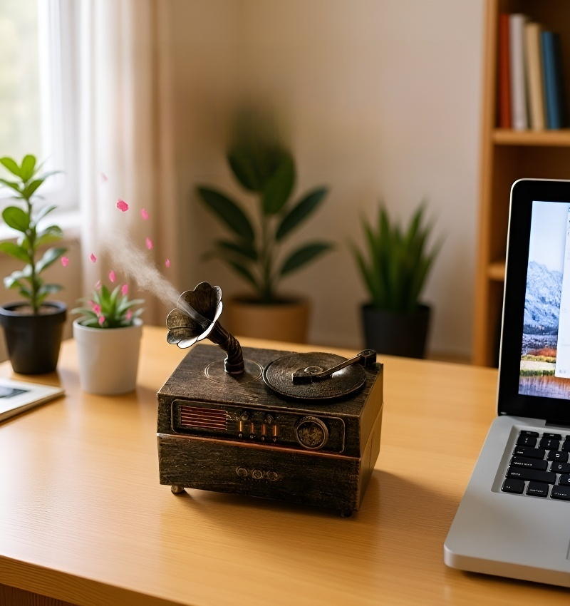 Luftbefeuchter im Vintage Grammophon Look