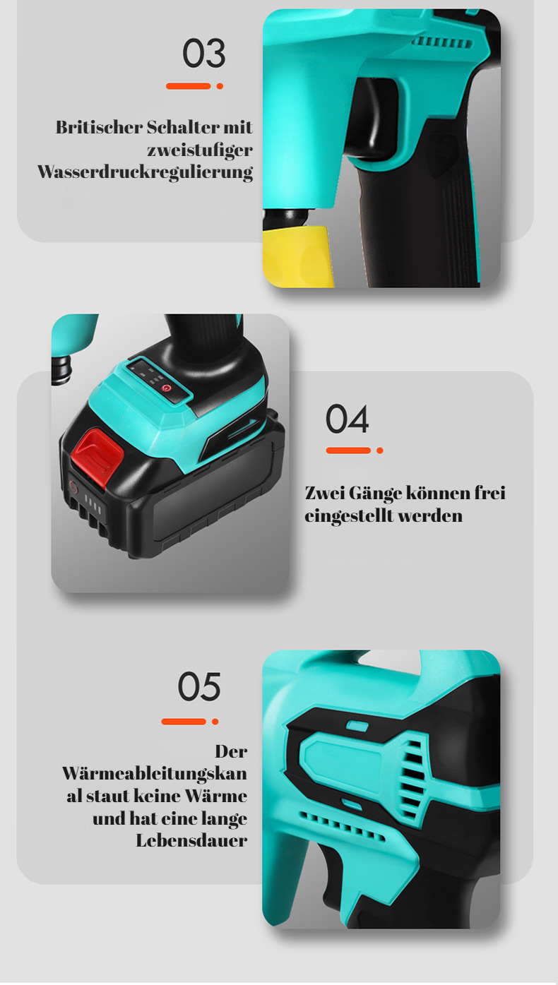 Wasserstrahl der kabellosen Akku-Waschpistole
