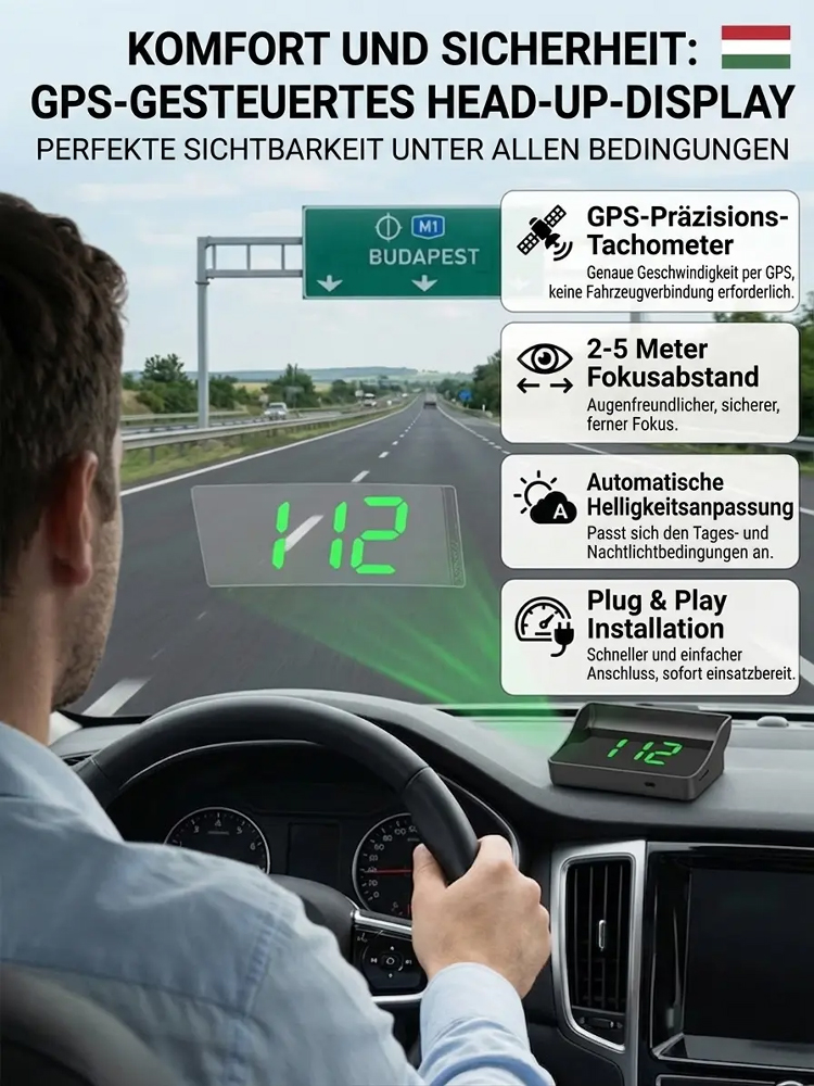 [Kostenloser Versand] Intelligentes KI-HUD-Display 🚗 | Technologie wie im Kampfjet | GPS-Tachometer | Sichere Nachtsicht 👁️