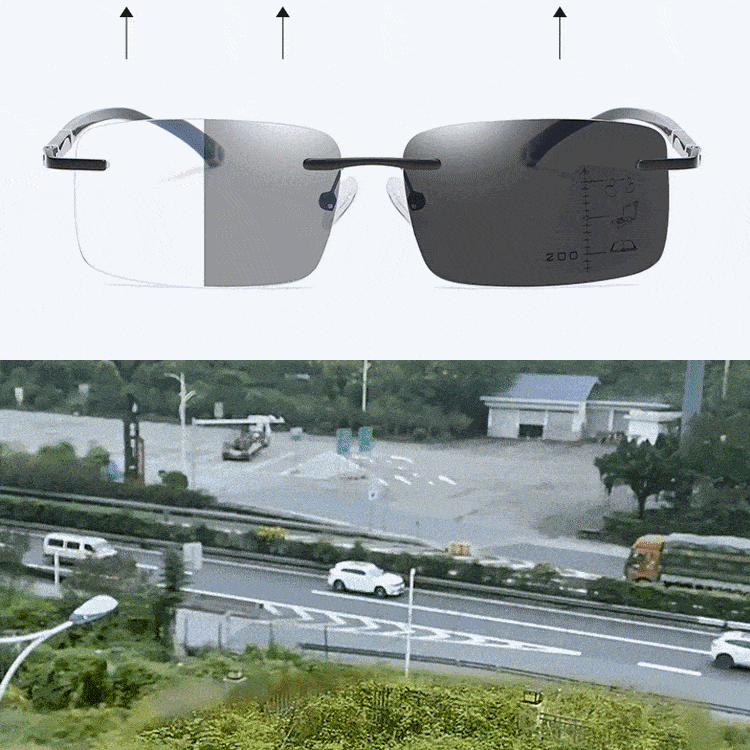 Diamond Cut Rimless Photochromic Blue Light Blocking Glasses