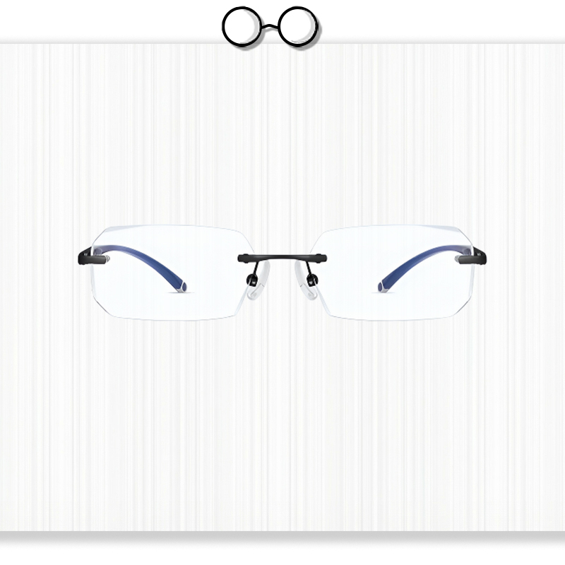 Diamond Cut Rimless Photochromic Blue Light Blocking Glasses