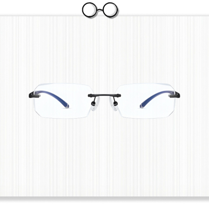 Diamond Cut Rimless Photochromic Blue Light Blocking Glasses