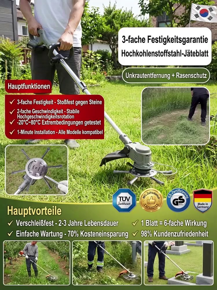 🚀 Tschüss Rückenschmerzen! Universelles Unkrautbürstenrad aus Stahldraht: In nur 10 Minuten den ganzen Garten sauber | Kompatibel mit 99% aller Trimmer