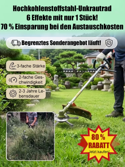 🚀 Tschüss Rückenschmerzen! Universelles Unkrautbürstenrad aus Stahldraht: In nur 10 Minuten den ganzen Garten sauber | Kompatibel mit 99% aller Trimmer