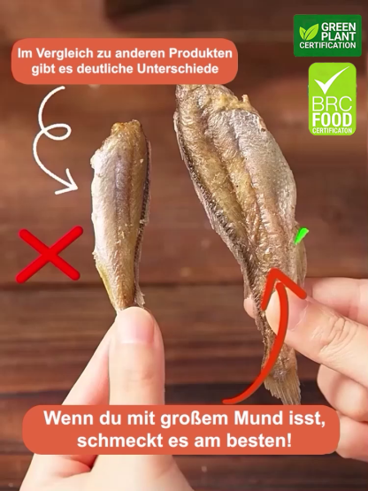 【60 Stück pro Packung, 1 Packung kaufen, 1 gratis】Knusprig getrockneter Fisch, sofort verzehrfertig
