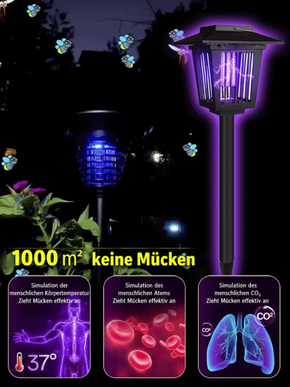 🛡️Solar-Protector 3D | 1000 m² Schutzlinie gegen Tigermücken | 100% Öko-Solarenergie ohne Stromkosten.