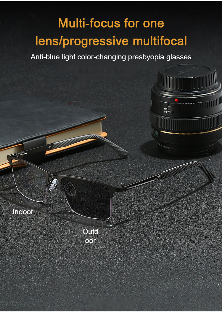 Lightweight metal semi-rimless glasses on display