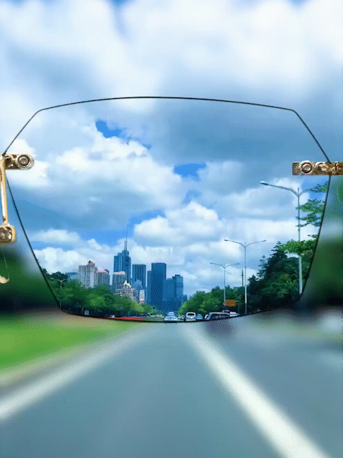 Close-up of ultra-clear rimless reading glasses