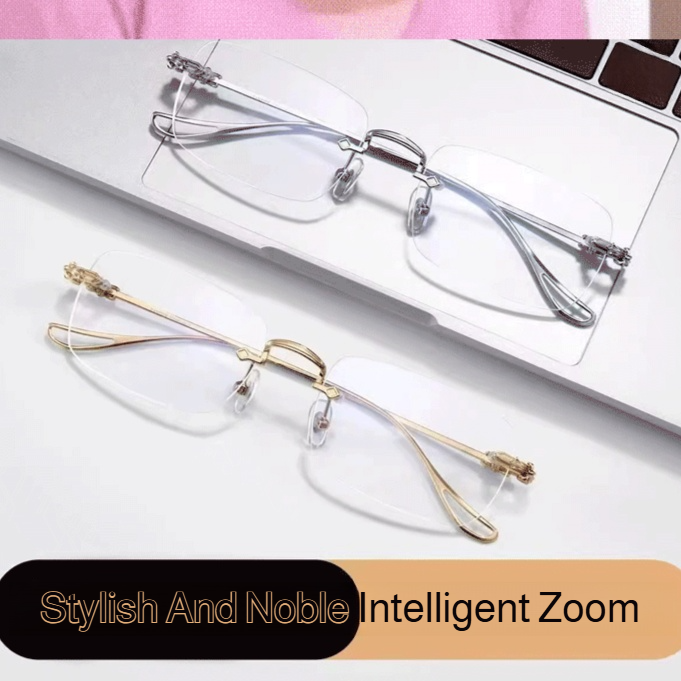 Smart Color-Changing, Auto-Focus, Ultra-Clear Rimless Reading Glasses