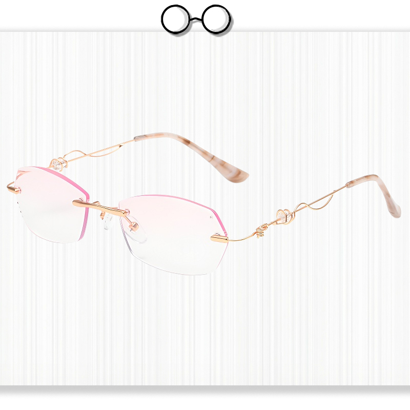 Fashion Rimless Diamond-Cut Blue Light Blocking Glasses for Women